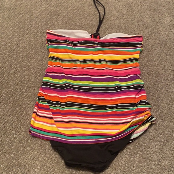 5 for $25 Lauren Ralph Lauren sunset stripe bandeau one-pice swimsuit - Picture 11 of 11